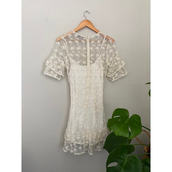 AllSaints Lula Nisha Sheer Embroidered Dress Size 2 - Picture 12 of 12